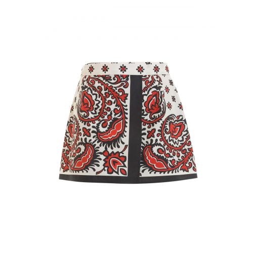  Valentino Red Rear bow Paisley mini skirt