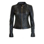 Versace Collection See-through drilled leather jacket