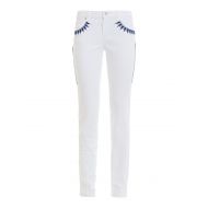 Versace Collection Embellished white slim jeans