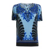 Versace Collection Blue baroque print silk T-shirt