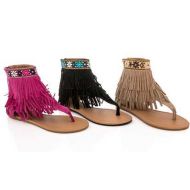 Rasolli Womens Ankle Fringe Festival Sandals