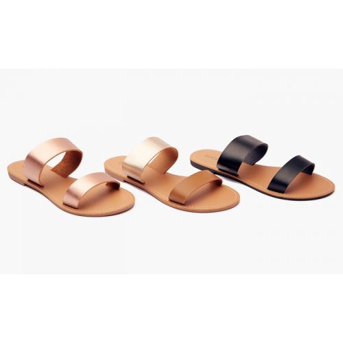  Sociology Womens Double Band Slide Flat Sandals (Size 9)