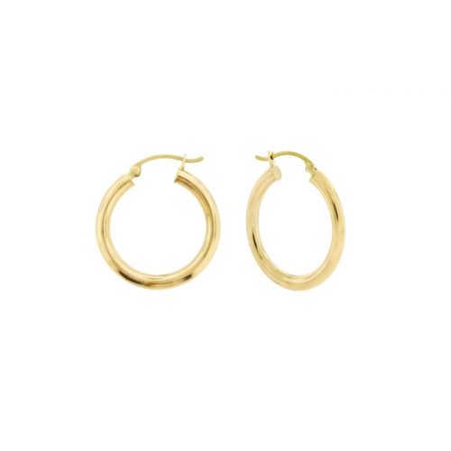  14K Solid Yellow Gold High-Polish Hoop Earrings