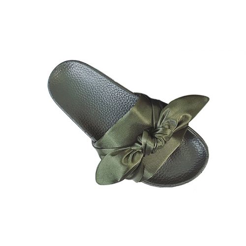  Womens Satin Bow Tie Slide Sandals Slip on Comfy Flats Shoes