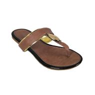 Peach Couture Daisy Boho Gold Oval Lined Flat Flip Flop Summer Sandals