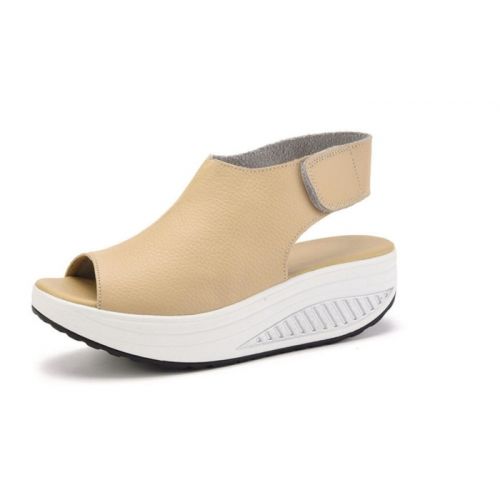  Womens Platform Heeled Shoes Peep Toe Wedge Sandals