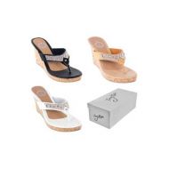 Women Wedge Sparkle-Studded High Platform Open Toes Thong Sandals