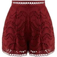 Zimmermann Jaya Wave Cotton Shorts - Womens - Burgundy