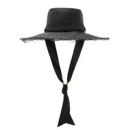 SENSI STUDIO Long Brim Boater Hat with Frayed Brim