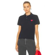 Comme Des Garcons PLAY Cotton Polo with Red Emblem