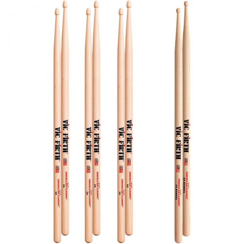  Vic Firth},description:For a limited time, buy a 3-pack of Vic Firth 5A sticks get a bonus pair of 5A barrel-tipped sticks. Vic Firths Classic 5A are an American hickory stick with
