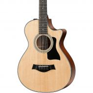 Taylor},description:Taylors 300 Series has introduced countless players to the pleasures of the all-solid-wood acoustic experience; its the entry point to Taylors USA-made instrume