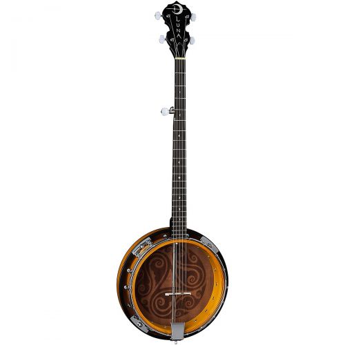  Luna Guitars},description:This Celtic 5-String Banjo is set up like any other banjo, but its clear resonant head and laser-etched mahogany resonator will please the eye. Pluck your