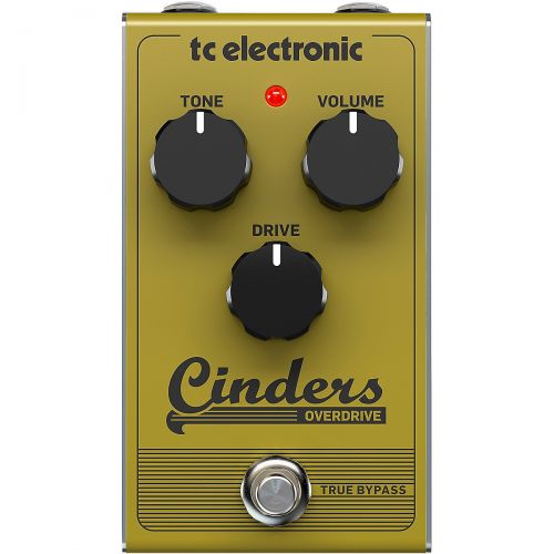  TC Electronic},description:Cinders Overdrive is the perfect tool for blues shredders and retro rockers. Its all-analog circuit convincingly recreates the warm harmonic distortion a