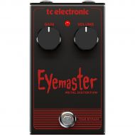 TC Electronic},description:Eyemaster Metal Distortion brings back the original metal credo of “loud and brutal” with its “simpler-than thou” 2-knob operation. Just set the volume (