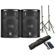 Kustom PA HiPAC10 10 Powered Speaker Pair with Stands and Power Strip