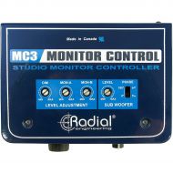 Radial Engineering},description:The Radial MC3 monitor controller is a studio tool that enables you to quickly select between reference monitors, sub woofer or headphones and compa