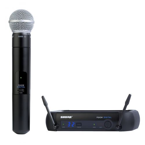  Shure},description:The PGXD24SM58 Handheld Transmitter with SM58 Mic is designed to meet the needs of the traveling performer by pairing an industry-standard handheld dynamic voca