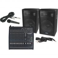 Phonic},description:This package includes the following PA equipment: Phonic Powerpod 1860 powered mixer with 400W stereo power, 8 micline mono channels, 2 stereo channels, and 16