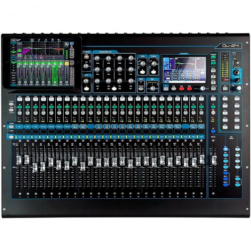  Allen & Heath},description:With its responsive touchscreen, 25 motor faders and recallable AnalogiQ preamps, the Qu-24 Chrome Edition digital mixer combines a user-friendly interfa