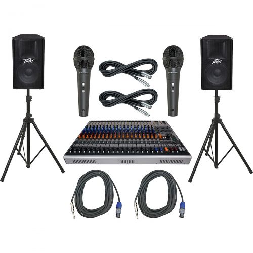  Peavey},description:This live sound kit includes Peaveys XR 1212P powered mixer (SKU#631026), a pair of Peavey PV115 loudspeakers (SKU#601389), 2 Audio-Technica M4000S handheld dyn