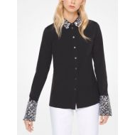 Michael Kors Collection Floral Sequined Cotton-Poplin Shirt