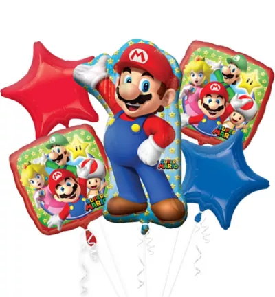 PartyCity Super Mario Balloon Bouquet 5pc - Giant