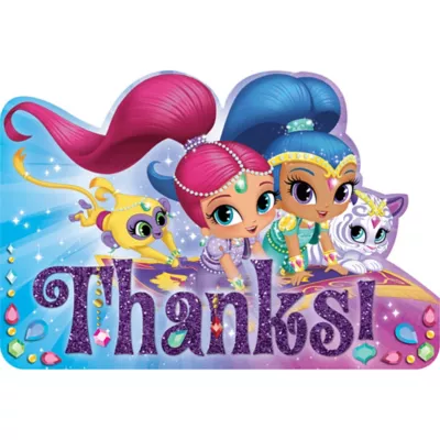 PartyCity Shimmer and Shine Thank You Notes 8ct