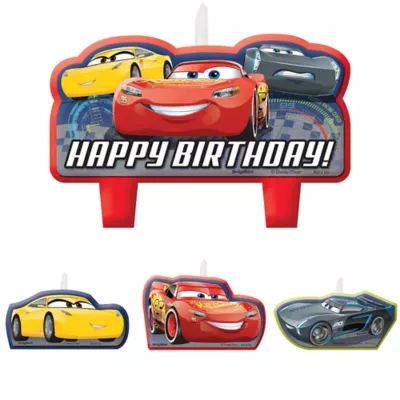 PartyCity Cars 3 Birthday Candles 4ct