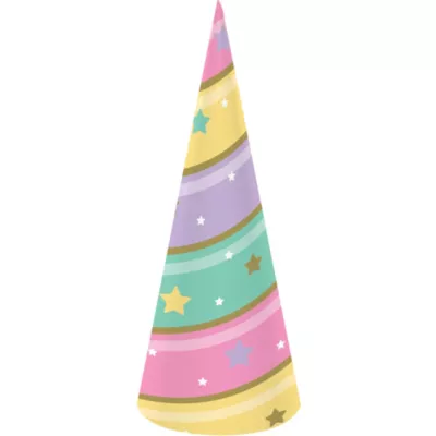 PartyCity Pastel Striped Party Hats 8ct