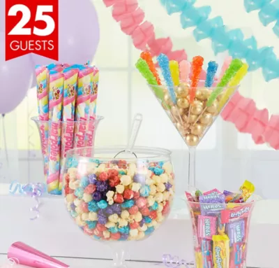 PartyCity Pastel Popcorn & Candy Kit with Containers for 25 Guests