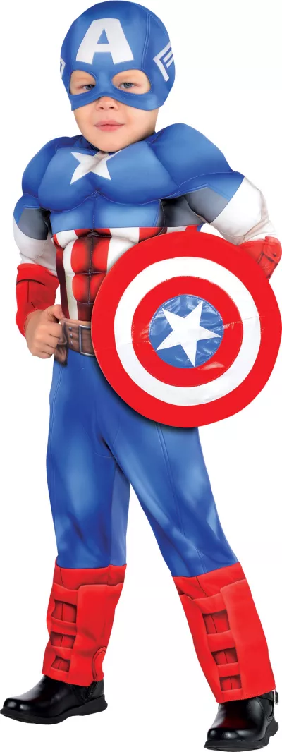 PartyCity Toddler Boys Captain America Muscle Costume Classic