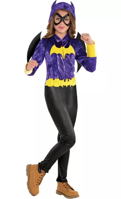 PartyCity Girls Batgirl Jumpsuit Costume - DC Super Hero Girls