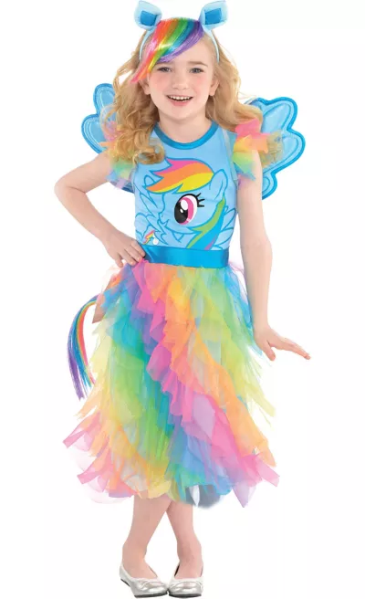 PartyCity Girls Rainbow Dash Costume - My Little Pony