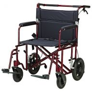 Walgreens Drive Medical Bariatric Heavy Duty Transport Chair 22 Inch Seat Red