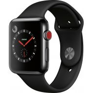 Bestbuy Apple - Apple Watch Series 3 (GPS + Cellular) 42mm Space Black Stainless Steel Case with Black Sport Band - Space Black Stainless Steel (AT&T)