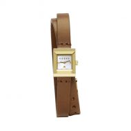 Gucci Gold & Brown Square Double Wrap Watch