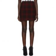 Dsquared2 Red Wool Check Miniskirt