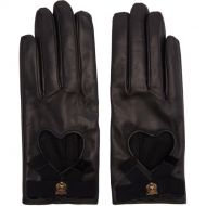 Gucci Black Leather Heart Bow Gloves