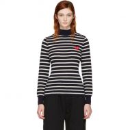 Comme des Garcons Play Navy Striped Heart Patch Turtleneck