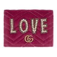 Gucci Pink Velvet Small Love GG Marmont Wallet