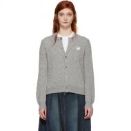 Comme des Garcons Play Grey & White Heart Cardigan