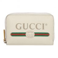 Gucci White Logo Zip Around Wallet