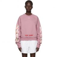 Off-White SSENSE Exclusive Pink Diagonal Cherry Crop Sweatshirt