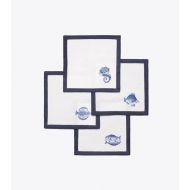 Tory Burch EMBROIDERED FISH COCKTAIL NAPKIN, SET OF 4