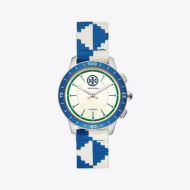 Tory Burch TORYTRACK HYBRID SMARTWATCH, BLUE/IVORY/NAVY/STAINLESS STEEL, 38MM