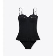 Tory Burch SOLID FLOUNCE ONE-PIECE
