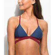 DAMSEL Damsel Blue & Red Strappy Triangle Bikini Top