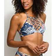 DAMSEL Damsel Waikiki Blue Floral Halter Bikini Top
