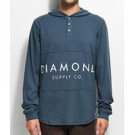 DIAMOND SUPPLY Diamond Supply Co. Stone Cut Navy Hooded Henley Shirt